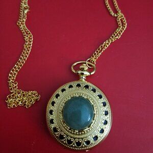 strada japanese movement green aventurine pocket watch with chain 36 inches new